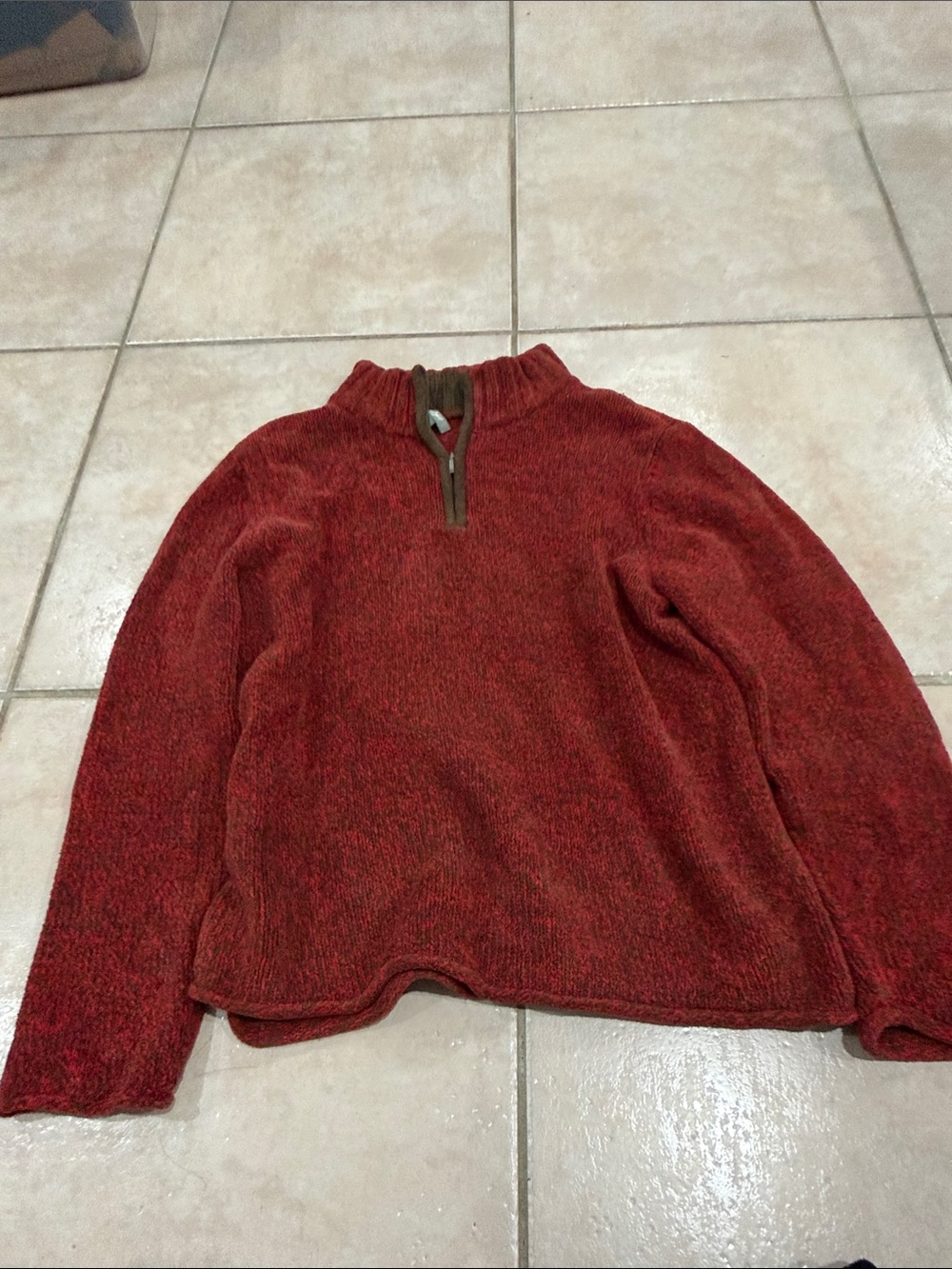 J. Jill Men's Brick Red Quarter-Zip Sweater size large @@@@